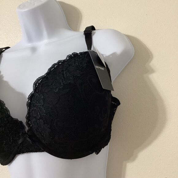 New with Tags Dellyo Black Lace Padded Bra 36DDD Gothic Dark Romantic Feminine - Picture 3 of 7